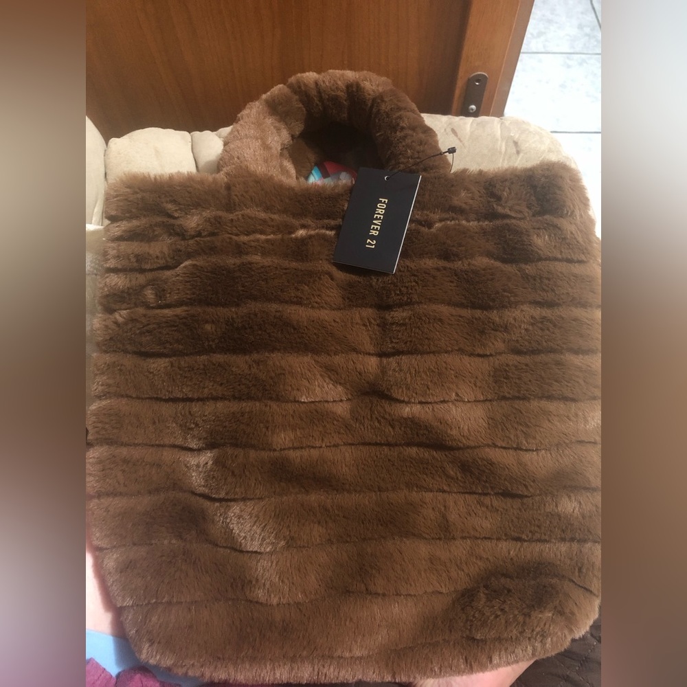 Forever 21 faux fur brown tote